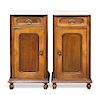 A Pair of American Bedside Cabinets Height 31 1/2 x width 15 1/4 x depth 15 1/4 inches.