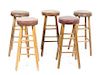Five Contemporary Faux Leather Upholstered Stools Height 29 1/2 inches.