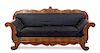 An American Mahogany Settee Height 43 x width 87 x depth 26 1/2 inches.