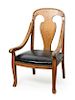 A Leather Upholstered Armchair Height 39 inches.