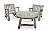 A Suite of Rustic Outdoor Furniture Height of first 18 1/2 inches.