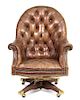 A Leather Upholstered Chesterfield Style Executive's Chair Height 34 1/2 inches.