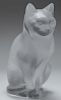 Lalique France Seated Frosted Crystal Cat Figurine