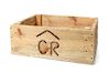A Pine Kindling Box Height 8 3/4 x width 20 x depth 18 inches.