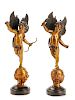 Pair of Spelter Allegorical Figural Putti Statues