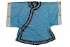 Chinese Short Blue Silk Embroidered Robe
