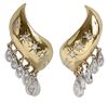 Pair 14 Kt. Gold and Diamond Earrings