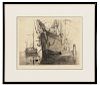 Anthony Thieme, "Whaleships", Drypoint Etching