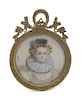 A Continental Portrait Miniature on Ivory, Diameter 1 1/2 inches.