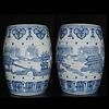Pair of Chinese Blue/White Garden Stools