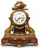FRENCH D'ORE BRONZE & MARBLE MANTLE CLOCK 19TH C.