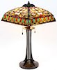 TIFFANY STYLE LEADED GLASS TABLE LAMP