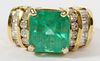 EMERALD DIAMOND AND 18KT YELLOW GOLD RING