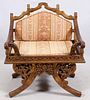 CHINESE CARVED WOOD ARM CHAIR 19TH C.