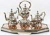 SILVER PLATED TEA SET ON DECO TRAY