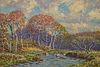 American School, Signed Autumnal River Landscape