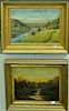 Three small oil paintings including oil on board, Mountainous River Landscape, signed lower right: L. Biegi? (11" x 8"); 19th