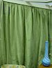 Custom green silk drapes, lined curtains, window treatment. approximate measurements: lg. 92in., wd. 64in.