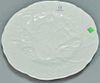 Set of eighteen Bordallo Pinheiro Majolica plates, large white glazed with molded leaf and flowers, marked on back: Bordallo 