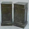 Pair of Faux marble painted stands having granite top over square one door cabinet base. ht. 31in., top: 15" x 15"