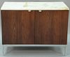 Diminutive marble top rosewood cabinet by Knoll (small chip to marble surface). ht. 25 1/2in., wd. 33in., dp. 18in.