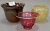 Eight art glass bowls including a set of six K. Dahl  Glass Studios cranberry art glass bowls and two Randy Strong Art Glass 