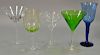 Group of thirty-four stemmed glasses, art glass martini glasses, margarita glasses, and wine glasses along with silverplate g