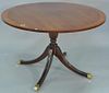 Councill mahogany round pedestal table with banded inlaid top. ht. 29in., dia. 48in.