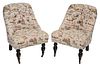 Pair Colonial Style Tufted-Upholstered