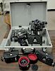 Seven piece camera and case lot including Omega Rapid 100 with 90/3.5, Koni Omega Rapid with 80/4.5m, three Rapid film backs,