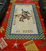 Two piece lot to include Crate & Barrel Ride'm Cowboy Rodeo children's rug 4'8" x 7'6" and a round animal hooked rug.