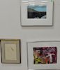 Large group of fourteen miscellaneous lithographs, prints, and paintings to include Clive Van der Berg monotype untitled, No 
