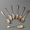 Seven George III Sterling Silver Berry Spoons