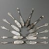 Twelve American Coin Silver Fish Knives