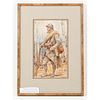 Singed Watercolor of French Soldier Signed Alph Lalauze and dated 1919