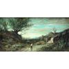 Paul Desire Trouillebert, French (1829 - 1900) Oil on panel "Traveler on a country road" Signed lower right. Good condition. 