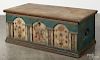 Lancaster, Pennsylvania painted pine dower chest, dated 1766, with an architectural façade adorned