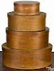 Four stacking Shaker bentwood pantry boxes, 19th c., all with lapped finger construction, stack -