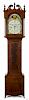 Important Lancaster, Pennsylvania Federal mahogany musical tall case clock, ca. 1815, the broken a