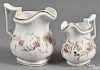 Two Philadelphia Tucker porcelain pitchers, ca. 1825, both with floral and gilt vine decoration, t