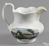 Philadelphia Tucker porcelain pitcher, ca. 1825, with landscape decoration, the base inscribed W