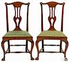 Pair of New England Queen Anne mahogany dining chairs, ca. 1765.