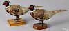 Leo J. Klein (Wilcox, Pennsylvania, mid 20th c.), two carved and painted pheasants, one labeled on