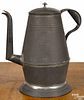 Pennsylvania tin coffeepot, 19th c., with a gooseneck spout, 10 3/4'' h.