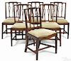 Set of six Philadelphia Federal mahogany dining chairs, ca. 1810, each with a square back with a c