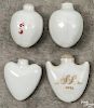 Four porcelain scent bottles, ca. 1830, probably Tucker, one with gilt initials SS, dated 1834