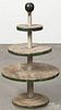 Painted pine tiered stand, early 20th c., 19'' h.
