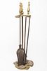 Rococo-Style Gilt Brass Fireplace Tools, Vintage