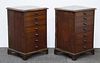 Antique English Spool Cabinets in Oak Wood, Pair
