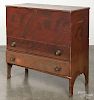 New England painted basswood blanket chest, 19th c., retaining its original red grained surface, 37''